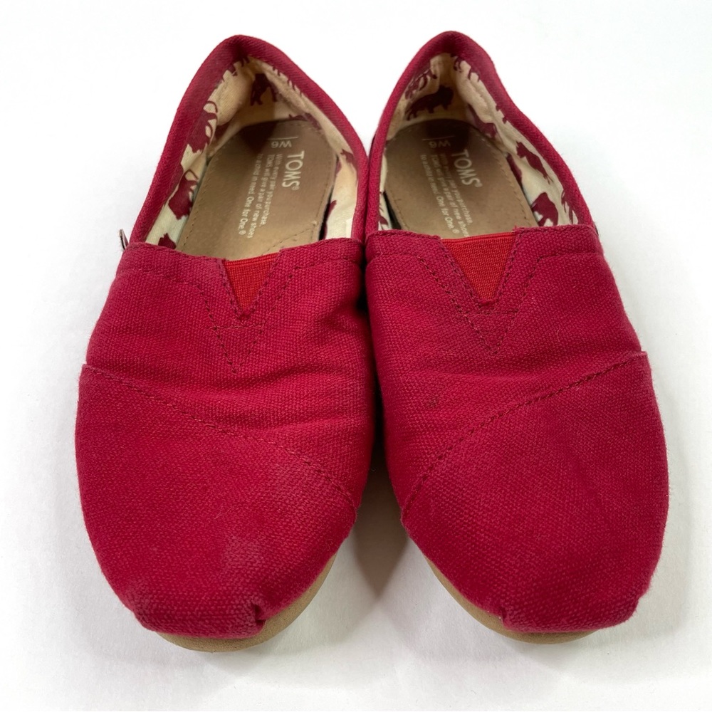 TOMS Red Canvas Espadrille Loafers - Picture 4 of 5